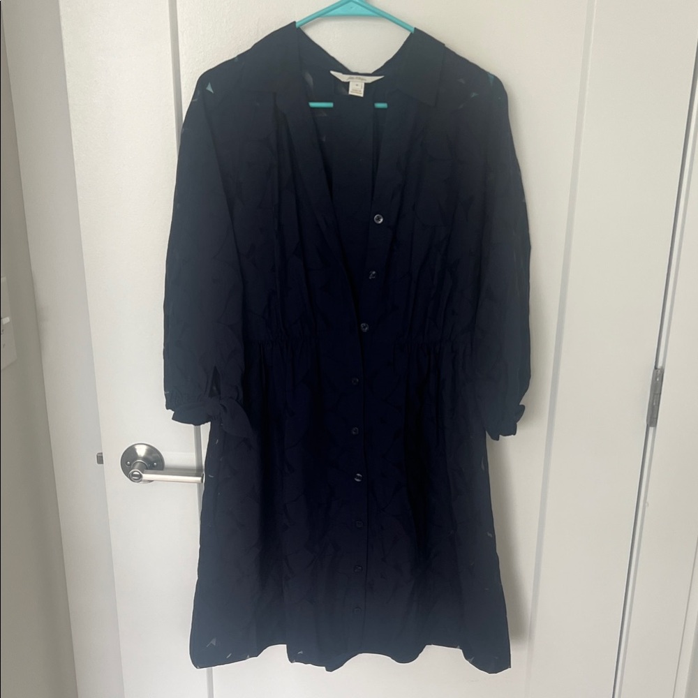 Lilly Pulitzer Navy Long-Sleeve Button-Front Dress